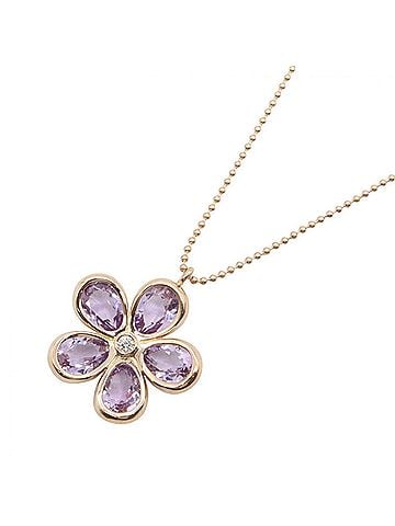 Tiffany & Co. Tiffany &amp; Co. Flower Amethyst Necklace, 18K Pink Gold (PG), Amethyst, Women's, Tone, Purple Tone (view 1)