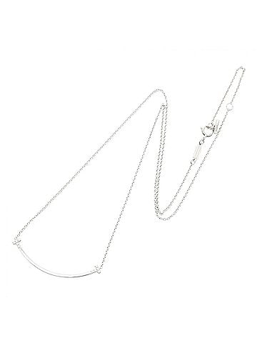 Tiffany & Co. Tiffany &amp; Co. T Smile Small Diamond Necklace, 18K White Gold (18KWG), Diamond, Women's, Silver Tone, Clear Tone (view 2)
