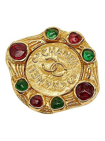 Chanel Chanel Coco Mark Gripoix Brooch, Gold Multicolor Plated Glass, Women's CHANEL (view 1)
