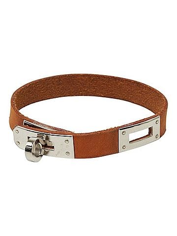 Hermès Hermes Kelly Double Tour Bracelet, Brown, Silver Hardware, Leather, Metal, Women's. (view 1)