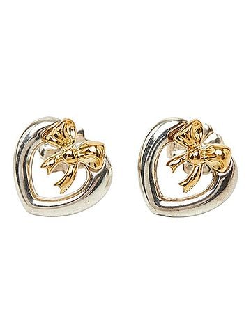 Tiffany & Co. Tiffany &amp; Co. Heart Ribbon Earrings, SV925 Sterling Silver and 18K Yellow Gold, for Women. (view 1)
