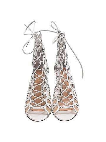 Gianvito Rossi Gianvito Rossi Cutout Lace-Up Sandal Heels in White Leather (view 2)