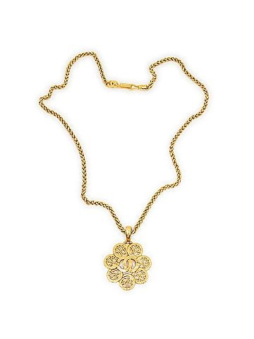 Chanel CC Arabresque Flower Pendant Necklace (view 1)
