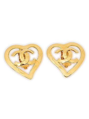 Chanel CC Logo Heart Clip On Earrings (view 1)