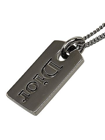 Christian Dior Christian Dior Dior Logo Plate Necklace, Silver Metal, Women's (view 1)