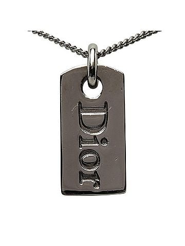 Christian Dior Christian Dior Dior Logo Plate Necklace, Silver Metal, Women's (view 2)