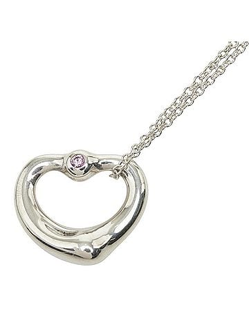 Tiffany & Co. Tiffany &amp; Co. Open Heart Necklace, SV925 Sterling Silver, Pink Sapphire, Women's. (view 1)