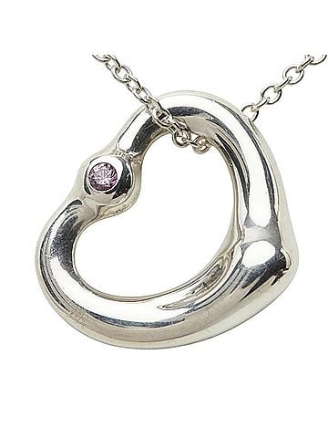 Tiffany & Co. Tiffany &amp; Co. Open Heart Necklace, SV925 Sterling Silver, Pink Sapphire, Women's. (view 2)