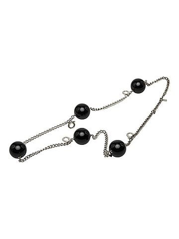 Salvatore Ferragamo Salvatore Ferragamo Gancini Long Necklace, Silver, Black Metal, Plastic, Women's. (view 1)