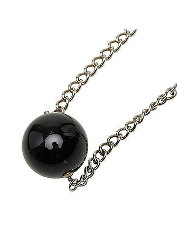 Salvatore Ferragamo Salvatore Ferragamo Gancini Long Necklace, Silver, Black Metal, Plastic, Women's. (view 2)