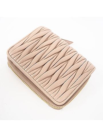 Miu Miu Miu Miu MIUMIU Matelassé Bi-fold Wallet 5ML522, Pink Beige, PVC Leather, Women's (view 2)