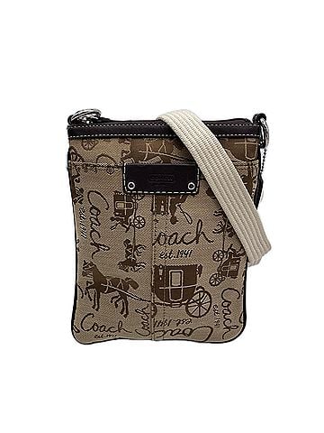 Coach COACH Horse Shoulder Bag, Beige/Brown Canvas Leather, Women's Bag (view 1)