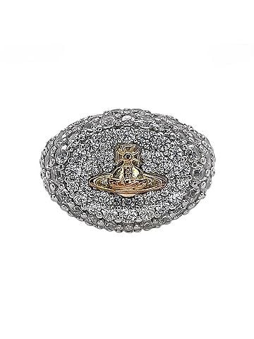 Vivienne Westwood Vivienne Westwood Orb Signet Ring with Rhinestones, SV925 (7783), Men's &amp; Women's (view 1)
