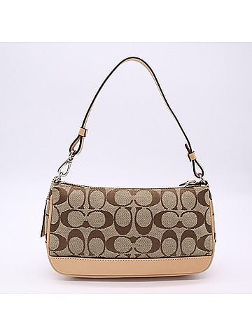 Coach COACH Signature Demi Pouch 6094 Handbag, Beige Brown Canvas Leather, Women's (view 2)