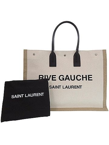 Yves Saint Laurent Yves Saint Laurent Saint Laurent Paris Rive Gauche Tote Bag, Canvas and Leather, Ecru, 1532, SAINT LAURENT PARIS, Men's (view 2)