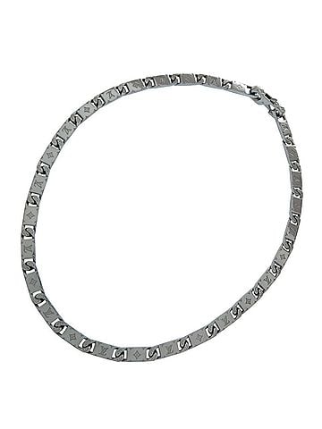 Louis Vuitton Louis Vuitton Tie-Up Monogram M00919 Metal Silver Necklace LV 0236 LOUIS VUITTON Men's (view 1)