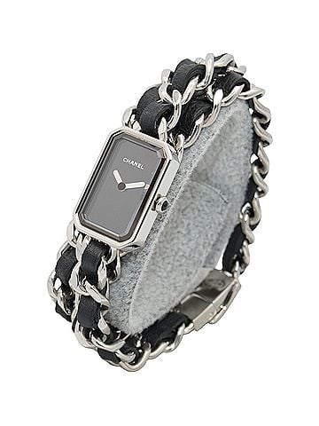 Chanel Chanel Première Lock Triple Bracelet Watch, Stainless Steel, Leather Strap, Women's, Black, H3749 (view 2)