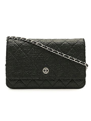 Chanel CHANEL Matelassé Wallet Chain Shoulder Bag Pouch Coated Leather Black A68851 (view 1)