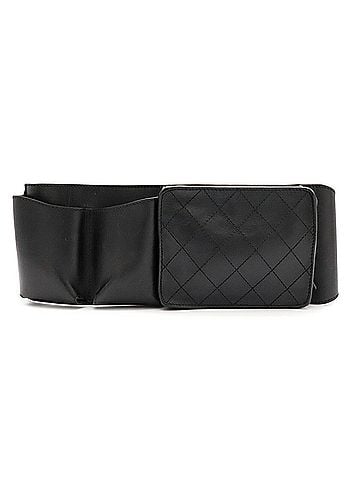 Chanel CHANEL UNIFORM Matelassé Belt Bag, Body Waist Pouch, Not for Sale, Staff Use, Leather, Black (view 2)