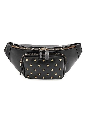 Versace VERSACE Versace Medusa Studded Waist Pouch Belt Bag Body Leather Black (view 1)