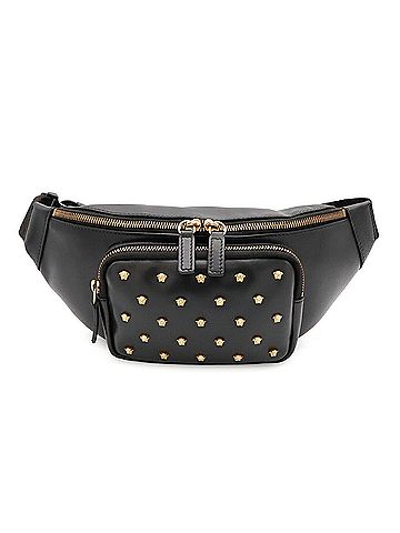 Versace VERSACE Versace Medusa Studded Waist Pouch Belt Bag Body Leather Black (view 2)