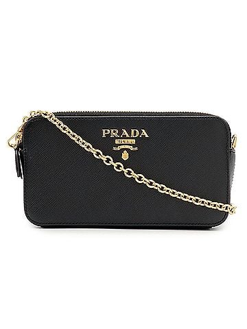 Prada PRADA Chain Shoulder Bag, Wallet, Clutch Saffiano Leather, NERO Black, 1DH010 (view 2)