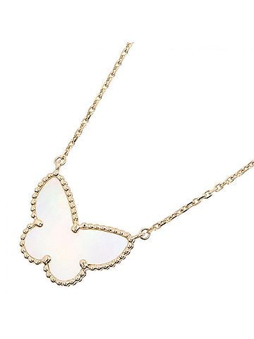 Van Cleef & Arpels Van Cleef &amp; Arpels Lucky Alhambra Papillon Necklace, 18K (Yellow Gold), Mother-of-Pearl, Women's, Gold/White Tones, VCARD99500 (view 1)