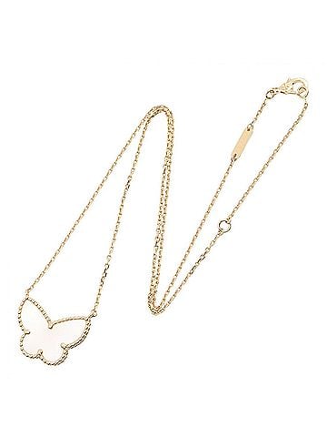 Van Cleef & Arpels Van Cleef &amp; Arpels Lucky Alhambra Papillon Necklace, 18K (Yellow Gold), Mother-of-Pearl, Women's, Gold/White Tones, VCARD99500 (view 2)
