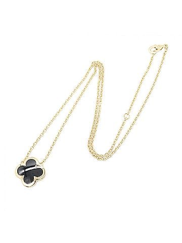 Van Cleef & Arpels Van Cleef &amp; Arpels Pure Alhambra Onyx Necklace, 18K (Yellow Gold), Onyx, Women's, Gold/Black, VCARB13900 (view 2)