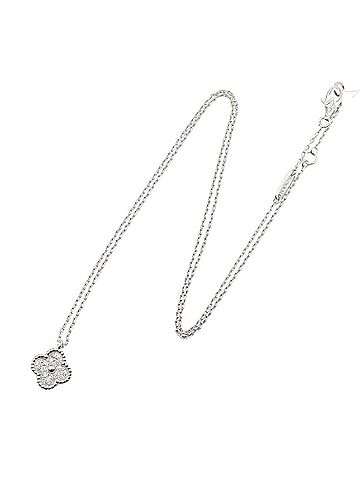 Van Cleef & Arpels Van Cleef &amp; Arpels Sweet Alhambra Diamond Necklace, 18K White Gold (18KWG), Diamond, Women's, Silver Tone, Clear Tone (view 2)