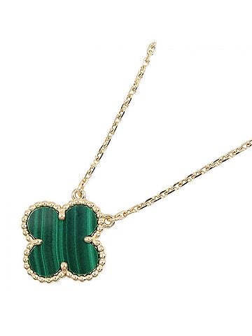 Van Cleef & Arpels Van Cleef &amp; Arpels Vintage Alhambra Malachite Necklace, 18K (Yellow Gold), Malachite, Women's, Gold/Green Tones, VCARO9VA00 (view 1)