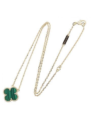 Van Cleef & Arpels Van Cleef &amp; Arpels Vintage Alhambra Malachite Necklace, 18K (Yellow Gold), Malachite, Women's, Gold/Green Tones, VCARO9VA00 (view 2)