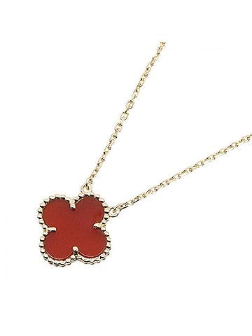 Van Cleef & Arpels Van Cleef &amp; Arpels Vintage Alhambra Carnelian Necklace, 18K (Yellow Gold), Carnelian, Women's, Gold/Red Tone, VCARD38500 (view 1)