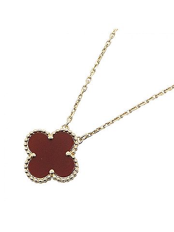 Van Cleef & Arpels Van Cleef &amp; Arpels Vintage Alhambra Carnelian Necklace, 18K (Yellow Gold) Women's, Gold Tone, Red Tone (view 1)