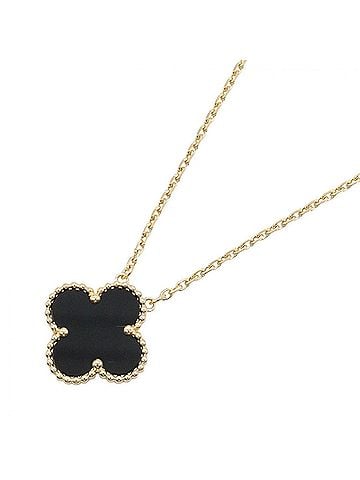 Van Cleef & Arpels Van Cleef &amp; Arpels Vintage Alhambra Onyx Necklace, 18K (Yellow Gold), Onyx, Women's, Gold/Black, VCARA45800 (view 1)