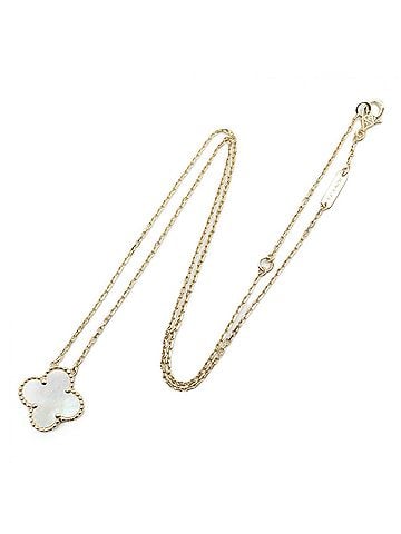 Van Cleef & Arpels Van Cleef &amp; Arpels Vintage Alhambra Mother-of-Pearl Necklace, 18K (Yellow Gold), Mother-of-Pearl, Women's, Gold/White Tones, VCARA45900 (view 2)