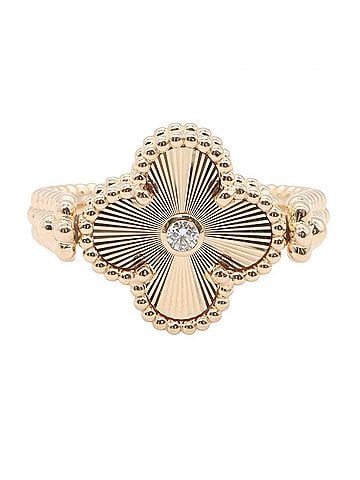 Van Cleef & Arpels Van Cleef &amp; Arpels Alhambra Reversible Guilloché 1P Diamond Ring - 18K Pink Gold (PG) and Carnelian Women's Tone, Clear Red Tone VCARP7U500 (view 2)