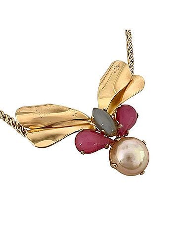 Christian Dior Dior Necklace, Metal, Faux Pearl, Rhinestone, Pink Gold, Women's (view 1)