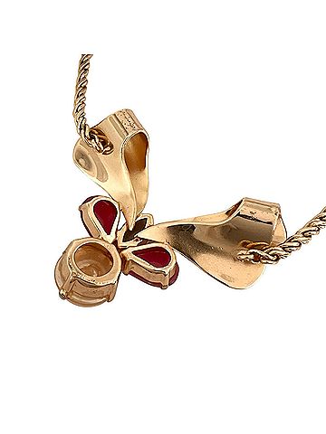 Christian Dior Dior Necklace, Metal, Faux Pearl, Rhinestone, Pink Gold, Women's (view 2)