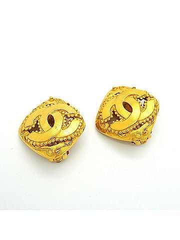 Chanel Chanel Earrings, Coco Mark, Diamond Shape, GP Plated Gold, Women's (view 2)