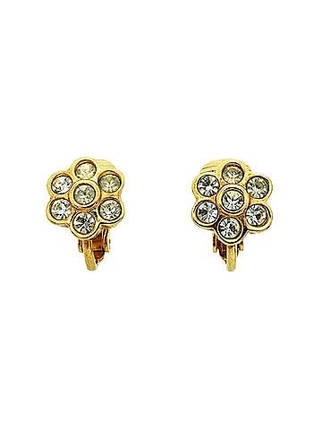 Christian Dior Christian Dior Earrings, GP Plated, Rhinestone, Gold, Women's (view 1)