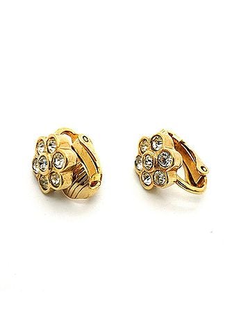 Christian Dior Christian Dior Earrings, GP Plated, Rhinestone, Gold, Women's (view 2)