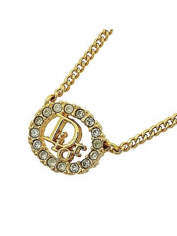Christian Dior Christian Dior Necklace, Oval, GP Plated, Rhinestone, Gold, Women's (view 1)