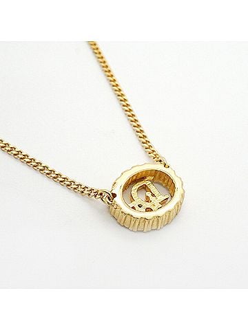 Christian Dior Christian Dior Necklace, Oval, GP Plated, Rhinestone, Gold, Women's (view 2)
