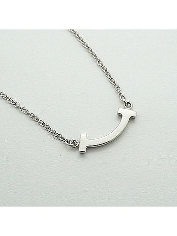 Tiffany & Co. Tiffany &amp; Co. T Smile Mini Necklace, 18KWG White Gold, Diamond, Women's (view 2)