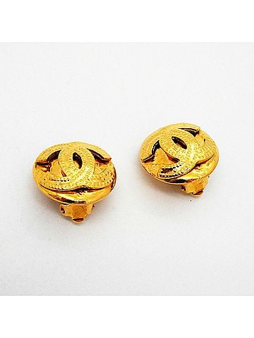 Chanel Chanel Earrings, Coco Mark Circle, GP Plated Gold, Women's (view 2)