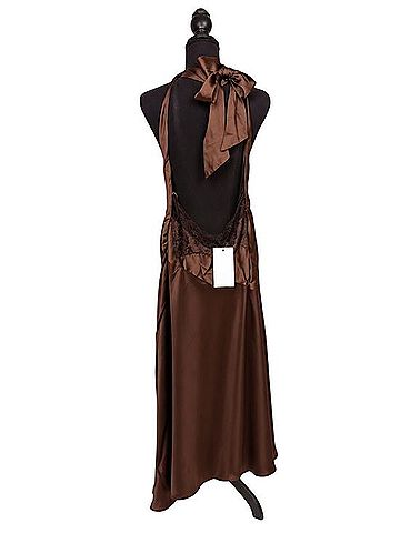 Zara Chocolate Brown Asymmetrical Satin Halter Dress Cocktail Dress (view 2)
