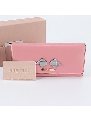 Miu Miu Miu Miu Miu Leather Bi-fold Wallet (5MH109) with Guarantee Card - Women's (view 1)