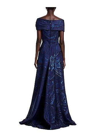 Teri Jon by Rickie Freeman Asymmetrical Jacquard Cocktail Dress (view 2)