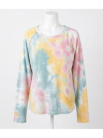 Umgee Raglan Sleeve Raw Edged Top in Multi (view 1)
